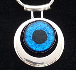 Blue dichroic glass necklace